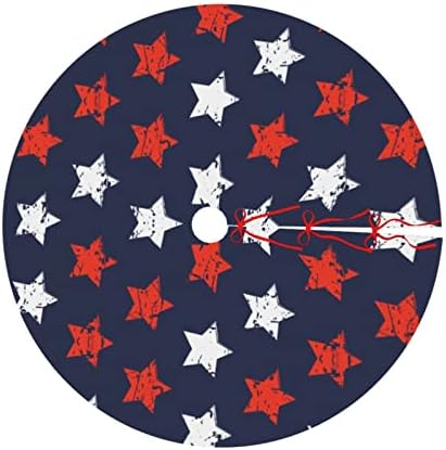 American Flag Freedom Stars Tree Skirts Xmas Ornaments, National Tree Mat for Christmas Party Holiday All Occasions 36" - Image 2