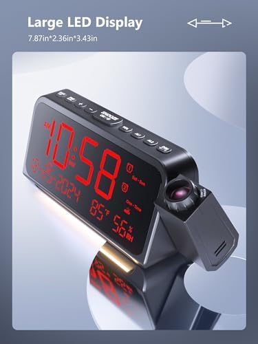 OnLyee Projection Clock for Bedroom Ceiling, Alarm Clock for Heavy Sleepers - Image 2