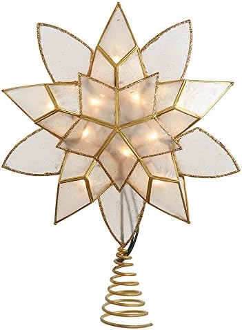 Kurt Adler 11.75-Inch UL 10-Light Gold Tin Double Point Capiz Star Treetop by KurtSAdler