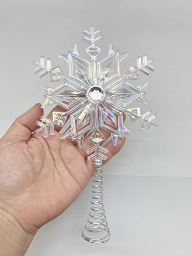 PEPPERLONELY Miniature Glitter Star Tree Topper Christmas Decorations 3.42" H x 2.76" W, White by PEPPERLONELY