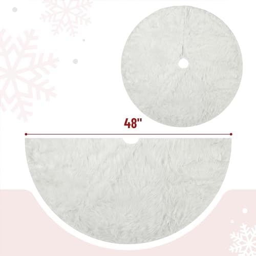Mr. Pen Christmas Tree Skirt - 48 inches, Faux Fur, White - Image 2