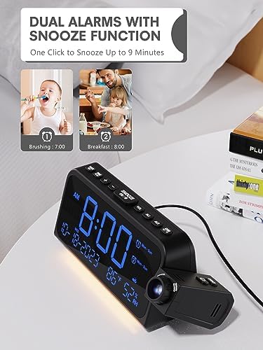 Mesqool Projection Alarm Clock Ceiling Display, with Temperature, Humidity - Image 6