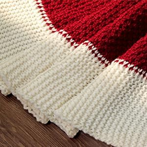 48 Inch Christmas Tree Skirt: Red Tree Skirt with White Edge, Knit Tree Skirt for 7.5FT Tree, Vintage Tree Skirts, Rustic Farmhouse Christmas Decorations - Image 5