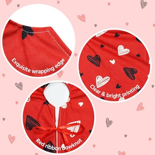 36 Inch Valentine's Day Tree Skirt Mat Short Plush Red Heart Tree Skirts for Indoor Outdoor Valentine's Day Tree Decoration(Red Heart) - Image 5