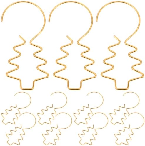 100pcs Mini Ornament Hooks: Gold Metal Wire Hangers with Tree Design - Reusable Small Decorative Hooks for Christmas Tree Baubles Holiday Ball Ornaments by Unknown