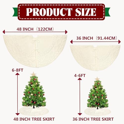 48 inch White Knitted Christmas Tree Skirt - Image 2