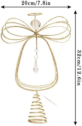 Valery Madelyn Lighted Christmas Tree Topper Angel with Timer, 12 Inch Pre-Lit Gold Metal Small Angel Tree Topper with Lights for Christmas Tree Decoration Indoor, Battery Operated, Valentines Gift - Image 2
