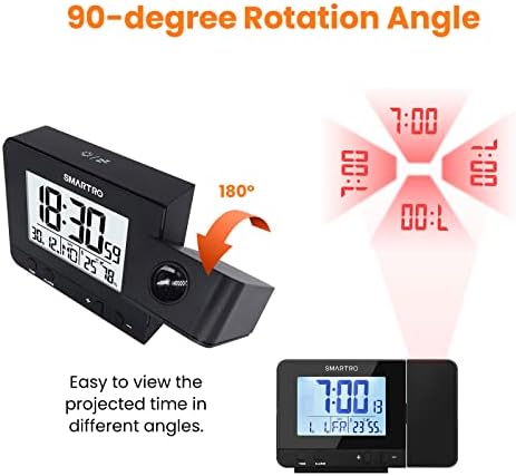 SMARTRO Digital Projection Alarm Clock for Bedrooms with Indoor Thermometer - Image 4
