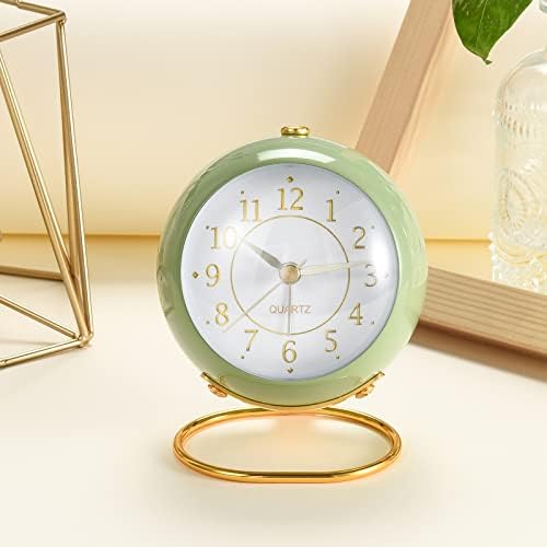 Tetino Analog Alarm Clocks for bedrooms,Small Desk Clocks,Night Light, Non-Ticking???Battery Powered,Silent Alarm Clock for Kids,Simple Design Desktop Alarm Clock. (Pink) - Image 2