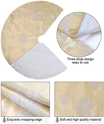 Flash World 36 Inch Large Christmas Tree Skirt Xmas Soft Cover Mat Decor Snowflake Collar Farmhouse Tree Skirt for Holiday Ornaments Party Home Indoor Decorations (Flocking Gold, 48INCH) - Image 2