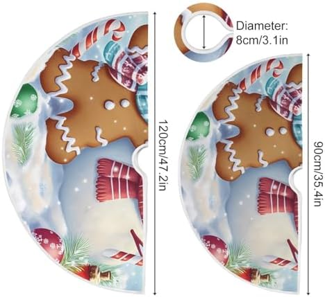 Gingerbread Snowman Christmas Tree Skirt Large Xmas Tree Skirts Decorations 48 in Burlap Tree Mat Cover for 4 ft Trees Holiday Party - Image 4