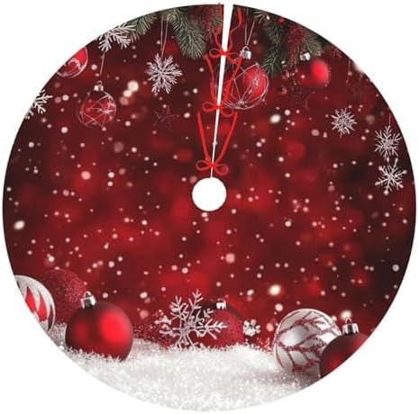 Christmas Tree Skirt Christmas Red Ball Winter 36 Inch for Xmas New Year Nightmare Before Christmas Decorations Lobby Home by DADABULIU