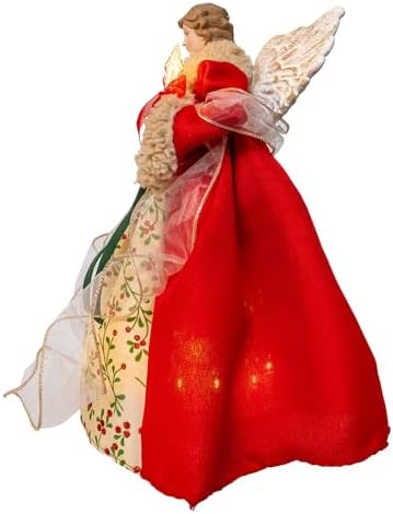 Kurt Adler 14" UL 10 Lights Red & Green Angel Treetop - Image 3