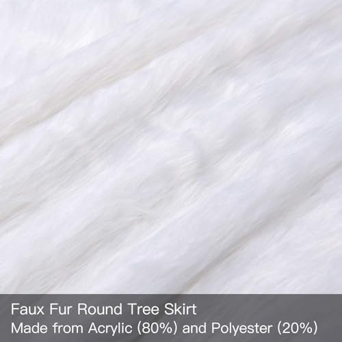 YEAHOME Christmas Tree Skirt, 48 Inch White Soft Faux Fur Tree Skirts Plush Christmas Decorations, White Ornaments Christmas Tree Skirts Xmas Decorations Indoor Holiday Party Decor - Image 4