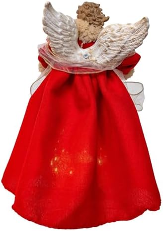 Kurt Adler 14" UL 10 Lights Red & Green Angel Treetop - Image 4