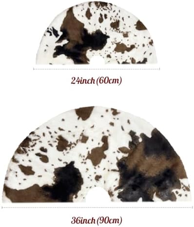 Christmas Tree Skirt 24 inch Cows Print Tree Skirts White and Black Faux Fur for Holiday Party Decoration - Image 5