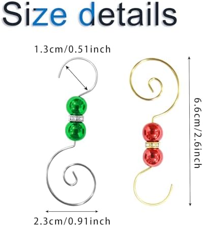 INCREWAY 30 PCS Ornament Hooks Silver S-Shaped Hangers Hook Swirl Christmas Tree Hanger Metal Hooks with 3-Color Artificial Pearl - Image 2