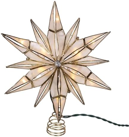Kurt Adler 10 Light LED 12POINT Capiz Star + Gem Center Treetop by KurtSAdler
