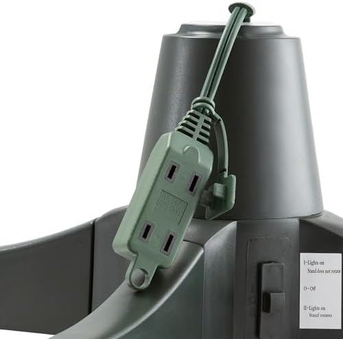 Casafield 360-Degree Rotating Christmas Tree Stand - Adjustable Revolving Base for Up to 7.5 FT Artificial Tree with 3 Built-in Electrical Outlets, Green - Image 5