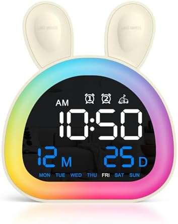 Alarm Clock for Kids, Ok to Wake Up Clock with 9 Color Night Light, Dual Alarms, 5 Level Volume & Brightness Adjustment, 6 Ringtones, Bedroom Alarm Clock for Toddlers, Teens, Girls Gifts by OQIMAX
