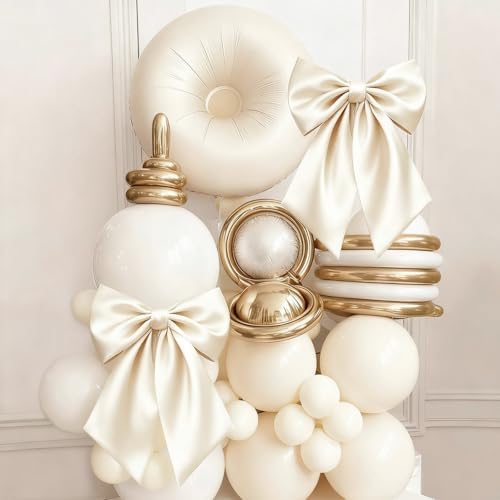 Big Bow Decor Cream White Large Coquette Bow as Crib Skirt Girls Room Wall Hanging Gift Coquette Birthday Party Wedding Bridal Decor for Christmas Tree Holiday Xmas(Luxurious Satin, 23x11 in) - Image 5