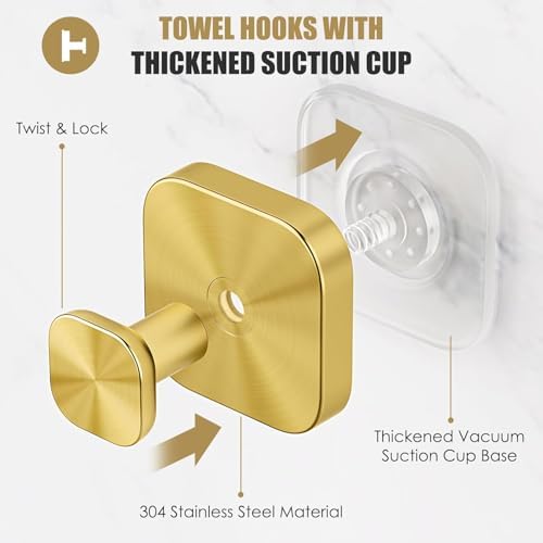 Ornament Hooks,Upgraded Suction Cup Hooks, Wreath Hangers for Front Door, Towel Racks, 2 in 1 Mantle Hanger, No Drill Garland Fireplace Stocking Hanger, for Christmas, Holiday, New Year(Gold, 2) - Image 2
