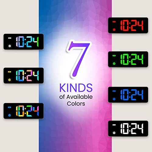 HODIK Alarm Clock for Kids -Digital Clock with 7 Color, 4 Dimmable Backlight & 3 Adjustable Volumes, 12/24 Hour, Snooze, Small Clocks for Classroom Bedroom - Image 2