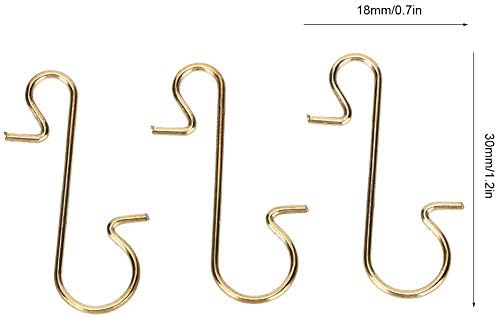 Aramox Christmas Tree Hook Metal S Shape Ornament Hooks 100pcs 1.2 X (Gold) - Image 2