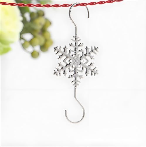 Christmas Snowflake Ornament Hooks Hanger, 20 PCS Silver Snowflake Decorations Christmas Tree Hanging Ornament Hook, Xmas Decoration Tree Wall Party Home Accessories - Image 4