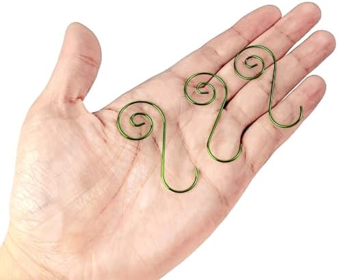 TIHOOD 200PCS 2inch Ornament Hooks, Christmas Ornament Hangers, Christmas Tree Hanger Baubles Ball Metal Hooks Xmas Decoration S Hooks (Green) - Image 3