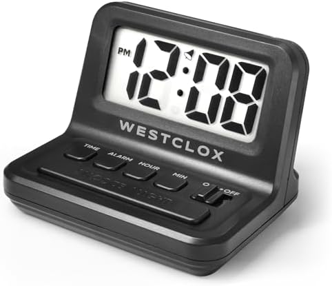 Westclox LCD Digital Bedside Alarm Clock with White Backlit Display and Snooze Function, Battery Operated, (Black, 3-Inch) - Image 2