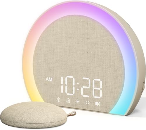 ANJANK Extra Loud Alarm Clock with Wireless Bed Shaker, Vibrating Dual Alarm with Light Wake Up for Heavy Sleepers & Hearing Impaired, 9-Color Night Light, 8 Sounds, 0-100% Dimmer, USB Charger by ANJANK