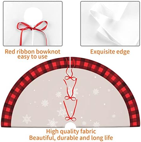 Christmas Tree Skirt 48 Inch Rustic Red Black Buffalo Plaid Tree Decoration - Image 3