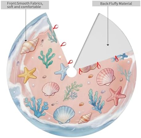 Summer Tree Skirt 30" Beach Tree Topper Pink Tree Skirts Christmas Decor - Image 5