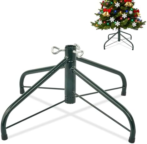 ELFJOY Christmas Tree Stand for 3-6 Ft Artificial Trees 17 Inch Metal Stand Base with Folding Design Fits up to 0.8" Pole (Green) by ELFJOY