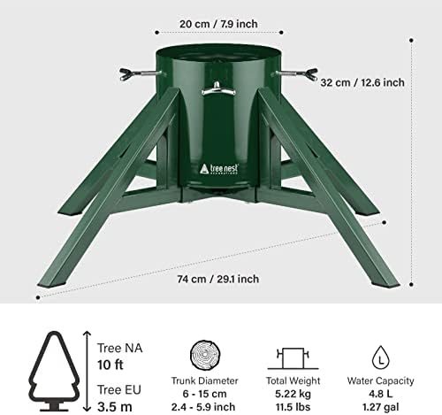 Tree Nest Christmas Tree Stand Base Tree Holder Modern Design for 10ft Real Tree Steel Stable for Xmas Tree Decoration Geometric (Large,Green) - Image 6