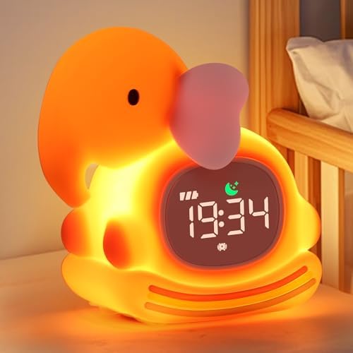 Kids Alarm Clock, Sleep Training Clock for Toddler, Rechargeable Digital Alarm Clock with RGB Lights,ok to Wake Clock for Kids,Silicone Animal Tabletop Lamp for Kid,Gift for Kids Teens by Unknown