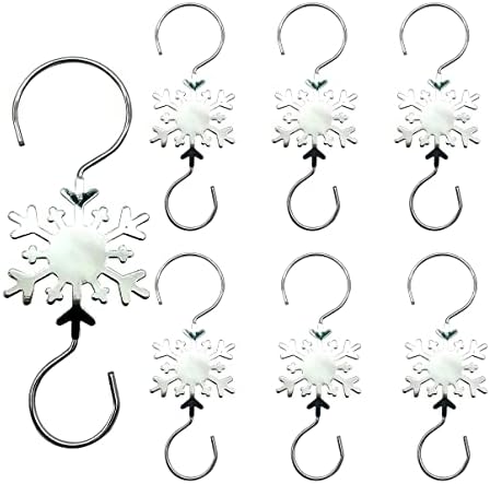 Ornament Hooks - Set of 24 Electroplating Snowflake Pattern Decorative Silver Wire S-Hook Holiday Card Holder Seasonal Decorations (Silver) by WEIBIAO