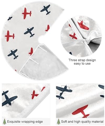 Blueangle Christmas Tree Skirt Colorful Airplanes Tree Skirt for Xmas Decor Festive Holiday Decoration, 47.2 Inch in Diameter - Image 2