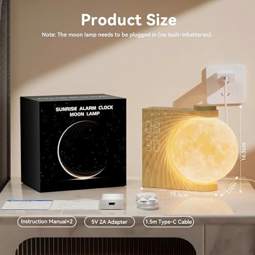 RETEYUNG Rotating Moonlight Sunrise Alarm Clock Sound Machine - Image 5