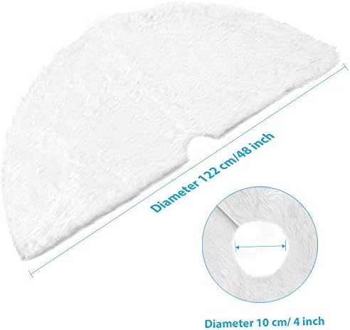 Christmas Tree Skirt - 48 Inches White Christmas Tree Skirt, High-End Soft Classic Fluffy Faux Fur Tree Skirt for Xmas Tree Decorations and Ornaments - Image 6