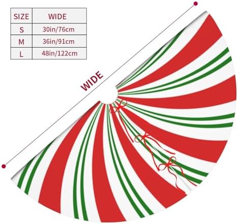 Red and White and Green Candy Cane Lollipop Sugar Swirl 36 Inch Christmas Tree Skirt Round Winter Snow Suitable for Christmas Xmas Halloween Holiday Party Decor Decoration Occasion - Image 4