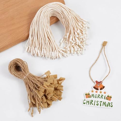 100pcs Ornament Hangers String, 7.87 Inch Precut Metallic Tinsel Rope Ornament Hanging Ropes with Snap Fastener for Christmas Tree Baubles Tags Party Favor, Khaki - Image 4