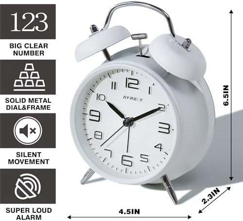 AYRELY?? Super Loud Alarm Clock for Heavy Sleepers Adults, Metal 4.5 Inches - Image 2