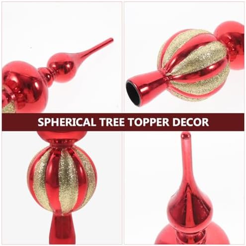 BESPORTBLE Red Plastic Gourd Christmas Tree Topper 9 Inch Finial Ornament for Holiday Party Decoration and Small Tree Treetop - Image 4