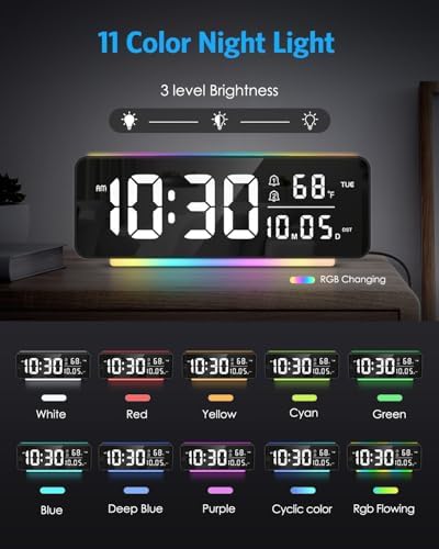 AMIR Digital Alarm Clock, 6.5" Large Display Bedside Clock, Plug-in Clock - Image 2