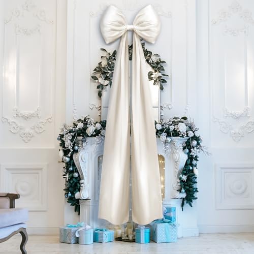 Daifunli 20 x 47 in Giant Satin Bow Christmas Tree Topper,Champagne Gold - Image 4