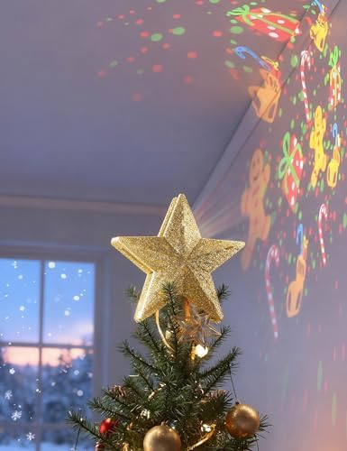 DG-Direct Lighted Christmas Tree Topper with 6 Projection Patterns, Gold - Image 5