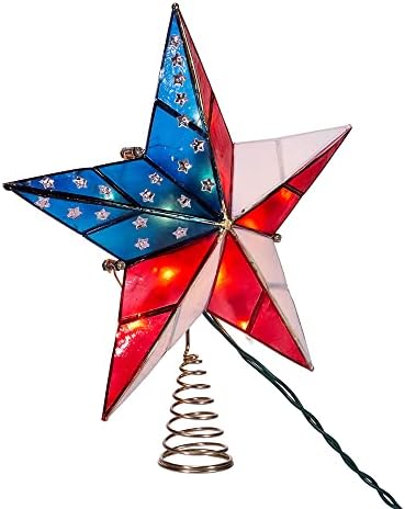 Kurt Adler UL 10L Capiz American Flag Inspired Star Treetop by KurtSAdler