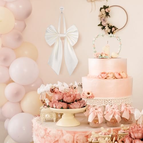Janinka White Christmas Tree Topper Bow 22" Big,Polyester - Image 5